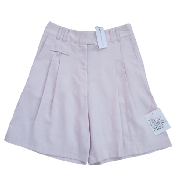Topshop Pale Lilac Linen Blend High Waist Pleated Longline Shorts Size 2‎ NEW - Picture 4 of 12